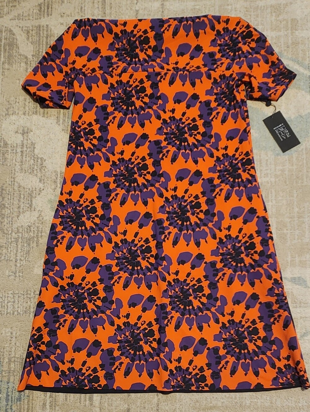 Chiara Boni Yasin Sje Print Dress. Size 8. Orange/Purple. NWT